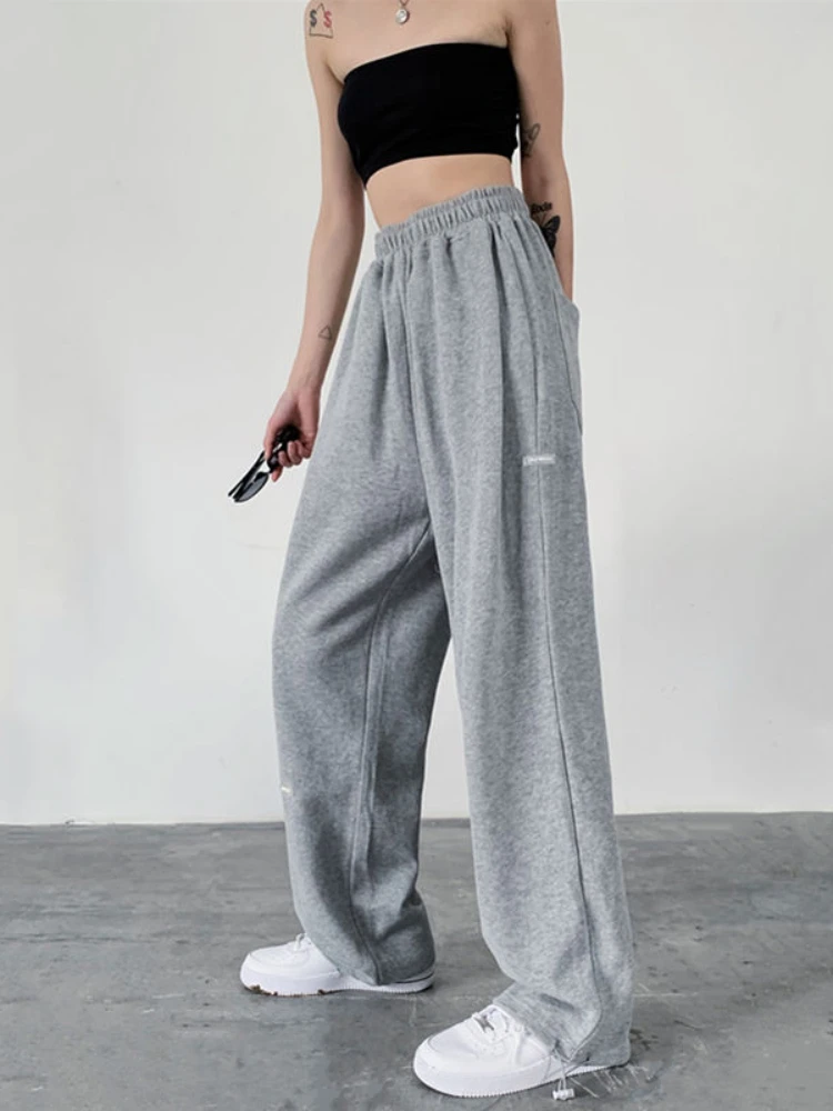 HOUZHOU Gray Jogging Sweatpants Women 