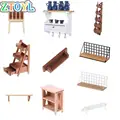 1:12 Dollhouse Miniature Kitchen Wood Brown Wall Mount Shelf Storage with Jars and Eggs Dollhouse Kitchen Furniture Accessories preview-1