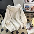 Korean Style Loose Fit Hooded Sweater Women's Autumn/Winter 2024 New Soft And Supple Thickened Drawstring Knit Sweatshirt Top preview-4