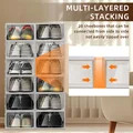 12PCS Foldable Storage Shoe Organizer Home Clear Organizer Rack Plastic Stackable Shoe Box Set Space Saving White New