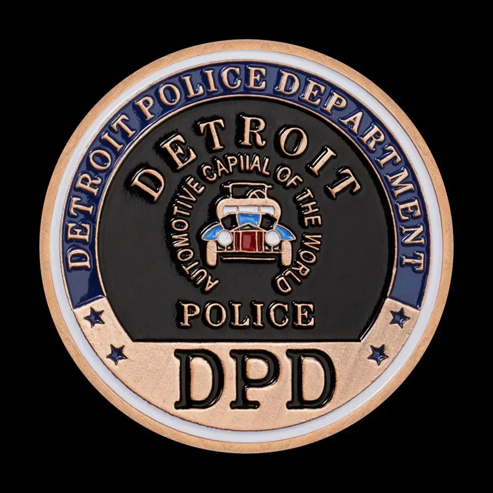 US Detroit Police Department Bronze Plated Souvenir Coin Collectible Coin Saint Micheal Commemorative Gift-animated-img