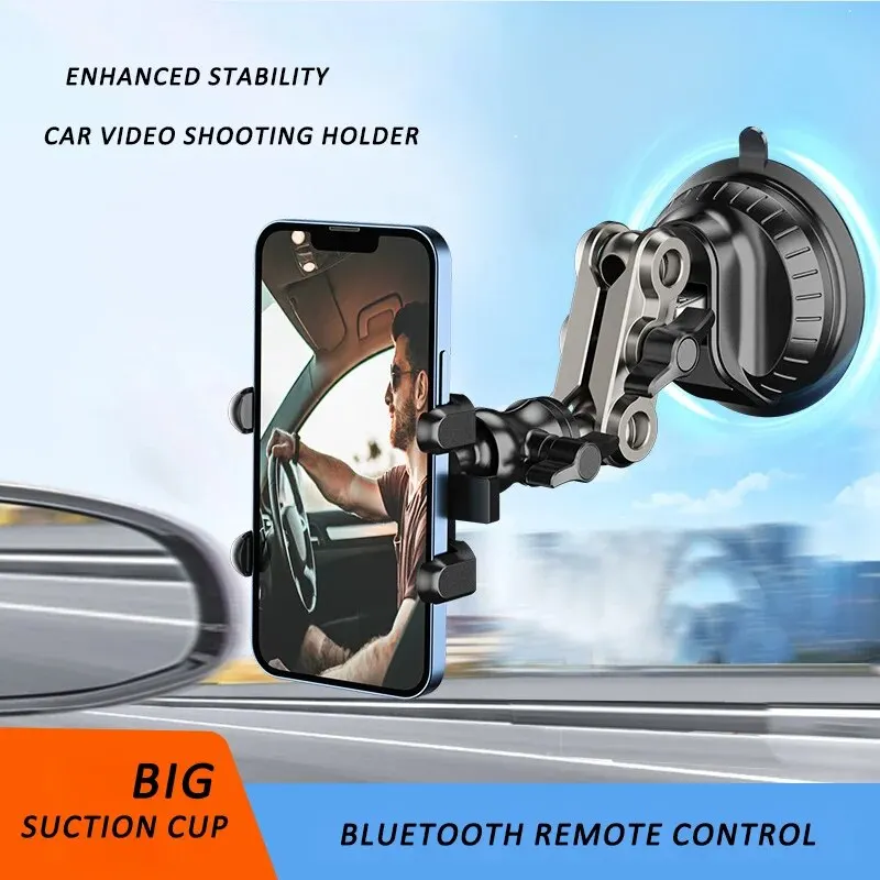Car Phone Mount Video Recording Universal Magic Arm Suction Car Phone Holder Mount Windshield Window Glass Vlog Shooting-animated-img