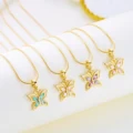 Exquisite Butterfly Zircon Pendant Necklace for Women Gold Color Stainless Steel Clavicle Chain Choker Wedding Party Jewelry preview-1