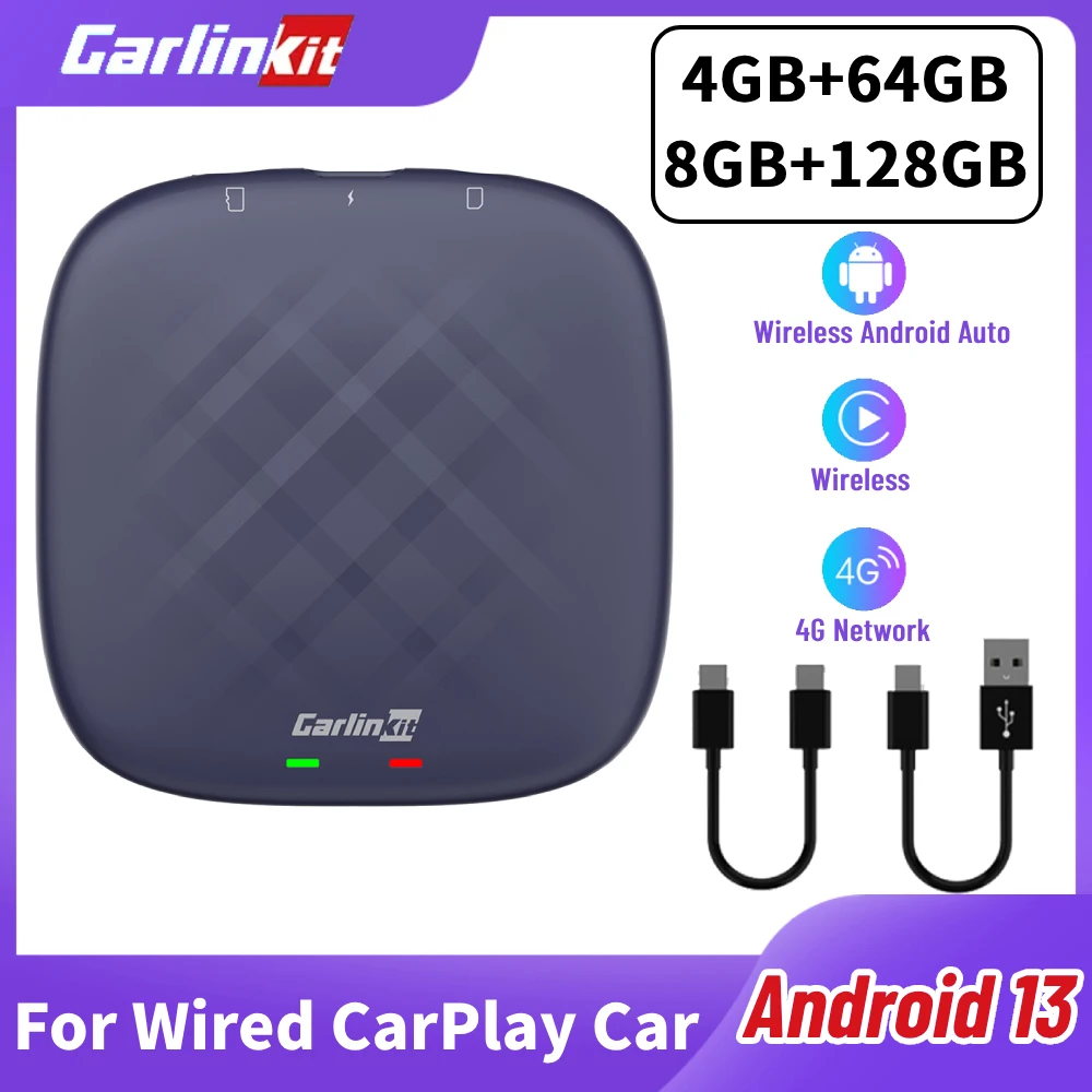 Carlinkit Plus CarPlay Ai Box Android 13 QCM6125 Wireless CarPlay Android  Auto For Audi Benz Mazda Toyota 4G LTE 4GB+64G