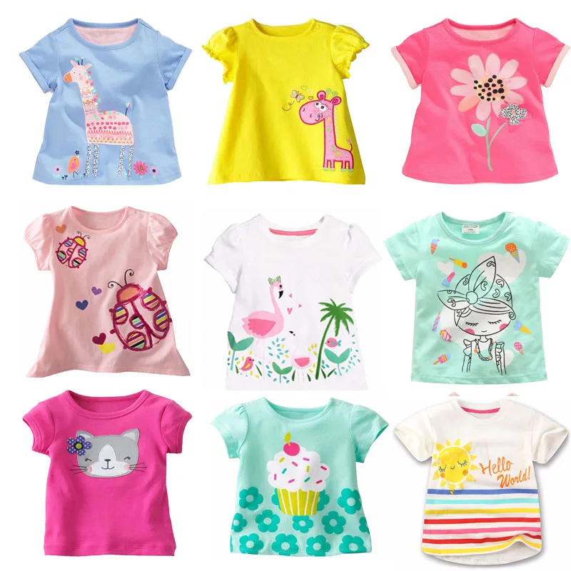 Girl T Shirt Summer Toddler Clothes Short-sleeve Cartoon Baby Tees Tops Children Clothing Cotton Kids T-shirts for Girls-animated-img