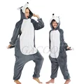 Kigurumi Animal Wolf Dog Onesies Women Men Adult Cosplay Pajamas One Piece Unicorn Tiger Costume Jumpsuits Winter Warm Overalls preview-1