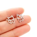 1 Pair Cute Cat Stainless Steel Stud Earrings for Mens Womens Punk Students Gifts Trend Fashion Small Ear Studs Jewelry preview-2