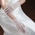 Exquisite Wedding Bridal Finger Gloves Eyelash Lace Edge Ivory Bridesmaid Wrist Short Gloves Accessorie for Pageant Prom Perform preview-3