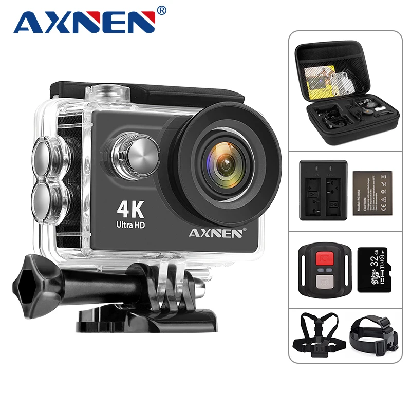 מצלמת אקסטרים מקצועית Ultra HD 4K עם מגוון אביזרים נלווים