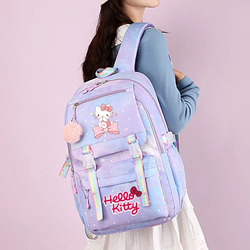 Kuromi & Cinnamoroll Large Capacity Backpack, Lightweight Cute Daypack, Cartoon Schoolbag, Girl Casual Travel Commute Knapsack-animated-img