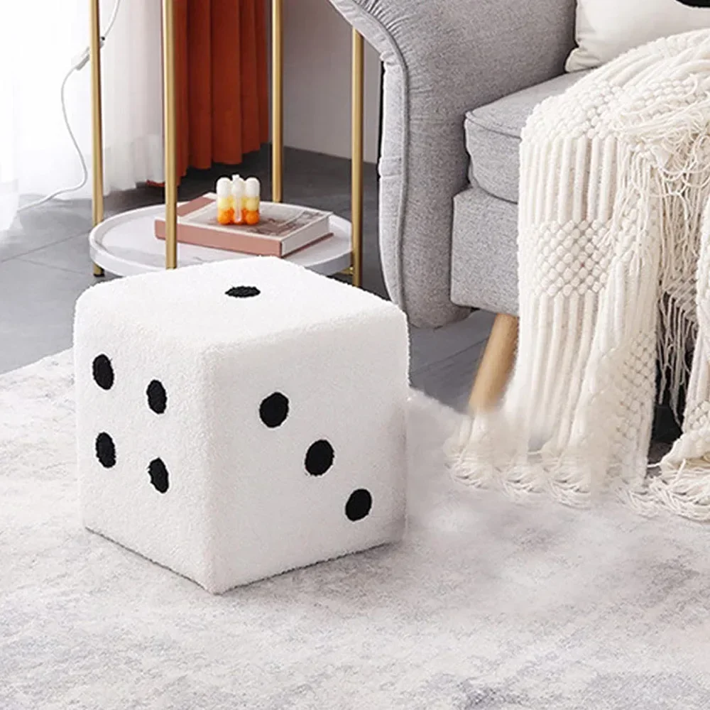 Mobile Furniture Change Shoe Stool Cubic Imitation Lamb Wool Funny Shoes Stool Bedroom Decorative Dices Stool for Living Room-animated-img