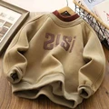 Autumn Winter Warm Hoodies For Boys New Thicken Plus Velvet Sweatshirts Fashion Letter Pullover Tops for 3-10 Years Kids preview-1