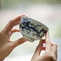 TeaCup Ceramic KungFu Tea Set Antique Blue-and-White Porcelain Dragon Pattern Cup Chinese Teaware Mug Office Drinkware 150ml