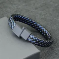 Black Braided Leather Bracelet Charms Metal Magnetic Cuff Bracelet Bangle For Mens Armband Warp Jewelry Gift