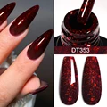 MEET ACROSS 7ml Red Gel Nail Polish Crystal Semi Permanent Soak Off UV Gel Varnish Nail Art Manicure Base Matte Top Coat Vernis preview-1