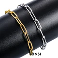 1 Piece Simple Fashion Paperclip Chain Bracelet Stainless Steel Punk Women's Men's Christmas Gift preview-1