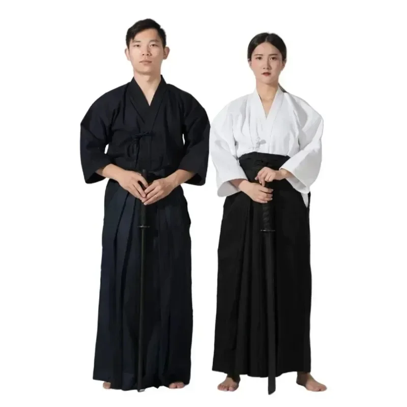 Japanese Traditional Martial Arts Uniform Sportswear Hakama Samurai Kendo Kimono Skirt Kimono Aikido Skirt-animated-img