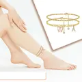 2Pcs Stainless Steel Initial Anklet Set For Women 26 Letter Acrylic Butterfly Charm Chain On Foot Summer Ankle Bracelet Jewelry preview-3