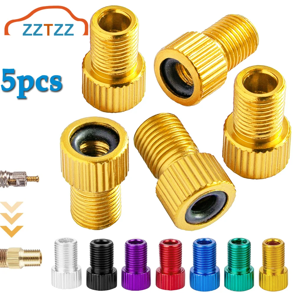 5Pc Presta Valve Adapter Convert Presta to Schrader French/UK to US Inflate Tire Using Standard Pump or Air Compressor-animated-img