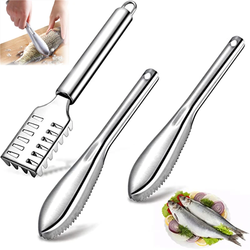Fish Scaler Remover Fish Scaler Brush With Stainless Steel Fish Scales-Cleaning Brush Scraper Kitchen Fish Cleaning Seafood Tool-animated-img
