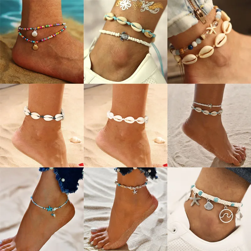 New Beads Starfish Anklets For Women Beach Anklet Leg Bracelet Handmade Bohemian Foot Chain Boho Summer Beach Jewelry-animated-img