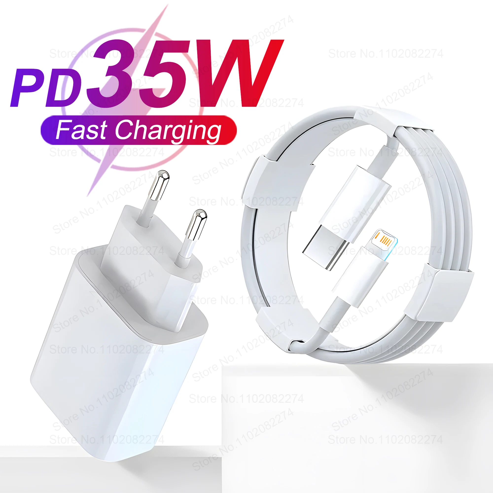 PD 35W USB Type C Charger For iPhone 14 13 12 11 Pro Max Mini 8 Plus XR X XS iPad Air Pro Fast Charging Cable For iPhone Charger-animated-img