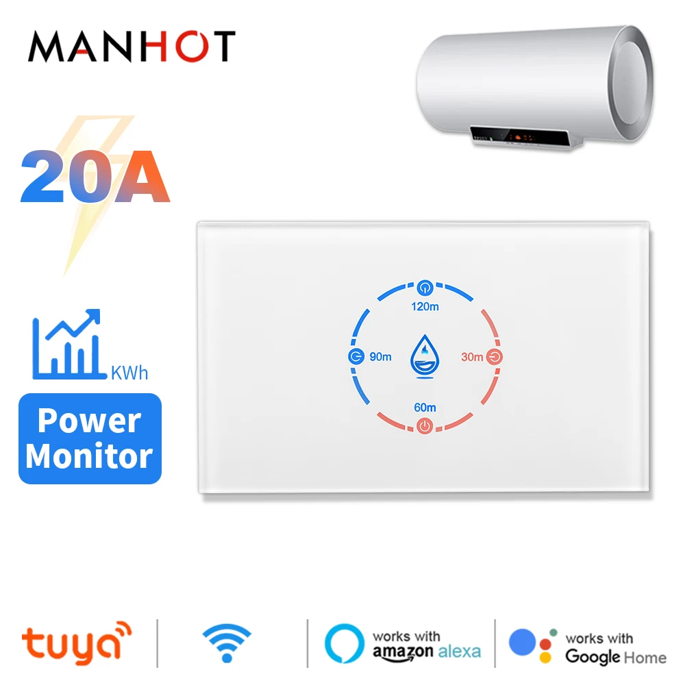 Tuya Smart Life WiFi Boiler Switch with Energy Monitoring 4400W Smart Water Heater Switch 20A US Standard for Alexa Google Home-animated-img