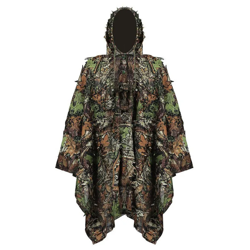 Cloak dress clothes New 3D maple leaf Bionic Ghillie Yowie birdwatch airsoft Camouflage Clothing Outdoor  jacket-animated-img