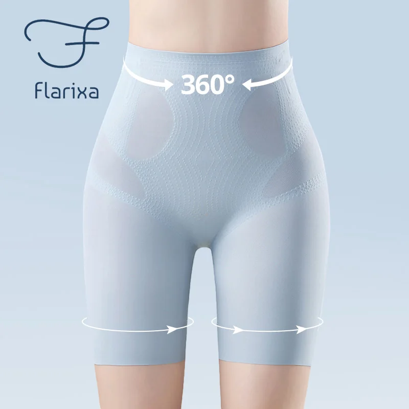 קנו אלי אקספרס  Flarixa Ultra Thin Seamless Boxers Shorts Women Ice Silk  Safety Shorts High Waist Flat Belly Reducing Panties Slimming Underwear