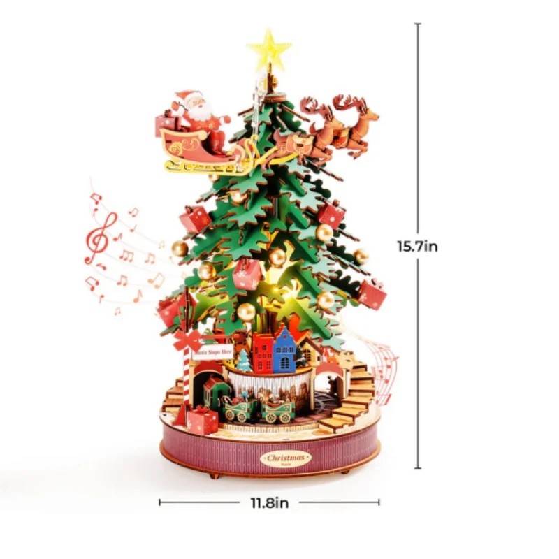 Robotime 3D Wooden Puzzles Music Box Christmas Melody Tree Wooden Model Kits for Adults to Build Best Gifts for Adults and Kids-animated-img