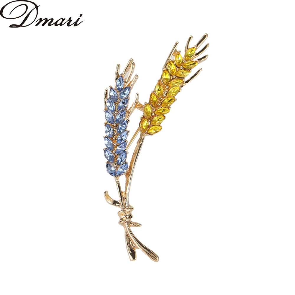 Exquisite Rhinestones Wheat Metal Golden Brooch for Women Suit Sweater  Luxury Stylish Lapel Pins Jewelry Accessories Couple Gift