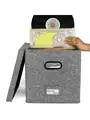Vinyl Record Storage Box With Lid Sturdy Portable Music Album Holder Storage File Boxes With Clear Label Pouch home Supplies