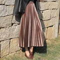 High-Waisted Slimming Long Dress Women's Trendy Velvet Plaid Skirt Medium-Length Slimming Dress For Women Korean Style preview-1