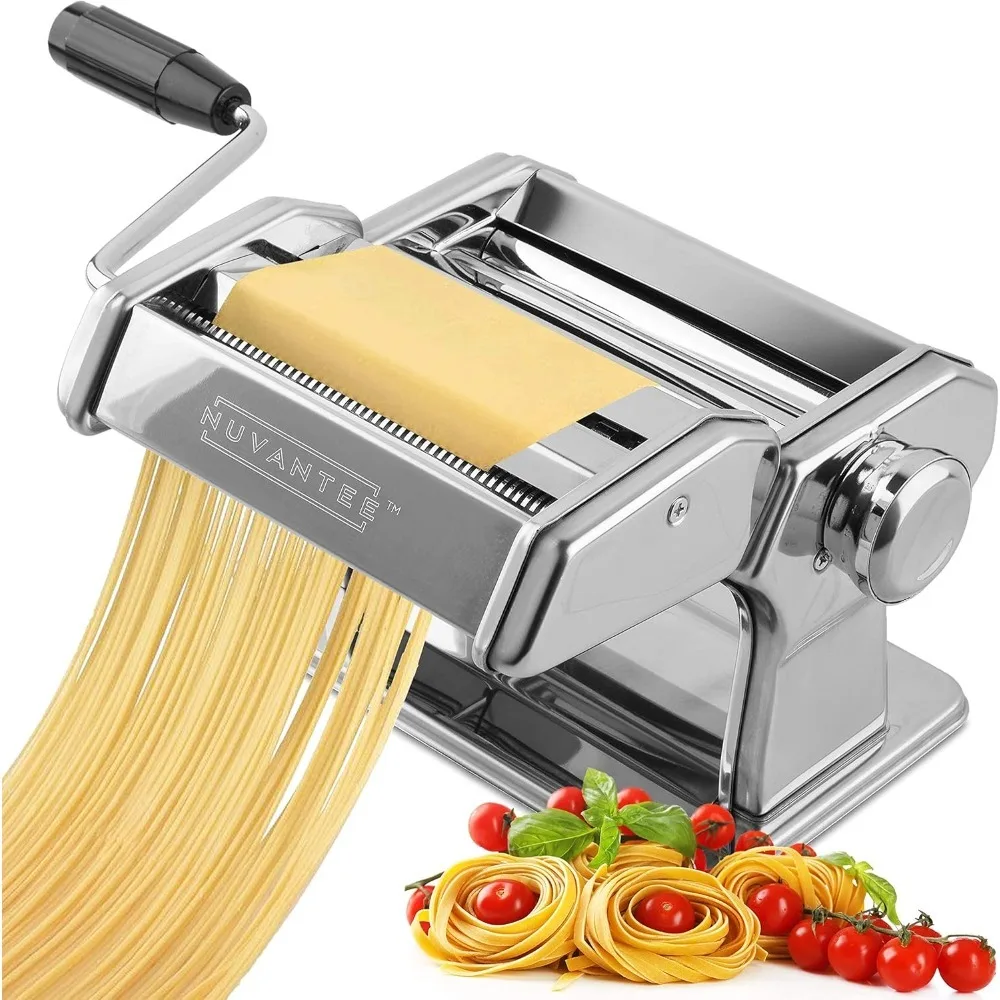 Pasta Maker Machine, Adjustable Thickness Settings, Noodles Maker with Washable Aluminum Alloy Rollers and Cutter-animated-img