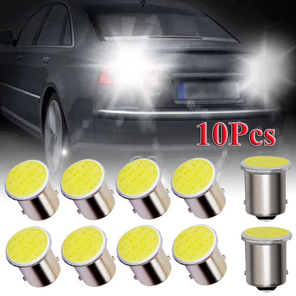 10pcs 12V BA15S P21W 1156 LED Light Bulb Super Bright White License Plate Light Side Marker Bulbs Car Headlight Bulbs-animated-img