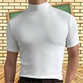 Men Slim T-shirts Summer Male Turtleneck Short Sleeve Short Sleeve Stretch Tee Tops LXDZ-112 preview-2