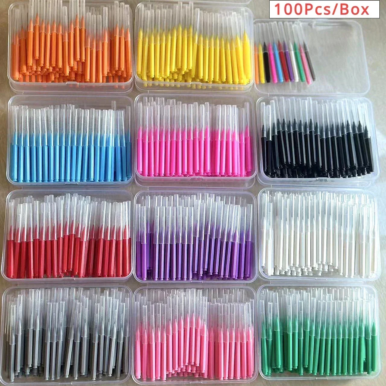 New 100Pcs/Box I-type Push Pull Interdental Brush 0.6-1.5Mm Cleaning Between Teeth Oral Care Orthodontic I Shape Tooth Floss-animated-img