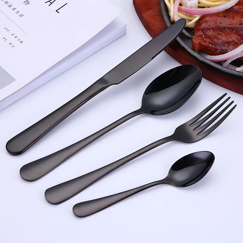 16pcs Cutlery Set Stainless Steel Dinnerware Steak Knife Fork Spoon Teaspoon Flatware Dishwasher Safe Kitchen Mirror Tableware-animated-img