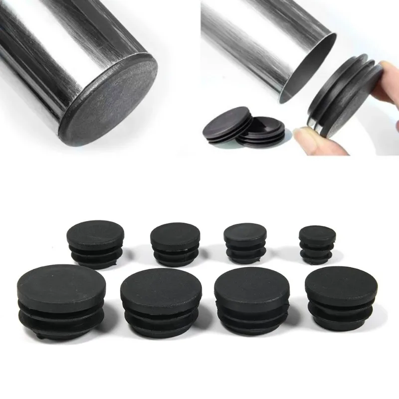 4pcs Round Steel Pipe Plastic Hole Plug Insert End Cap Furniture Chair Leg Cover Metal Tubing Alloy Ladder Glide Protection-animated-img