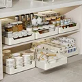 Sliding Rail Drawer Storage Box Kitchen Non-Perforated Storage Box Sink Basket Cabinet Organizers Slides Out Seasoning Storage