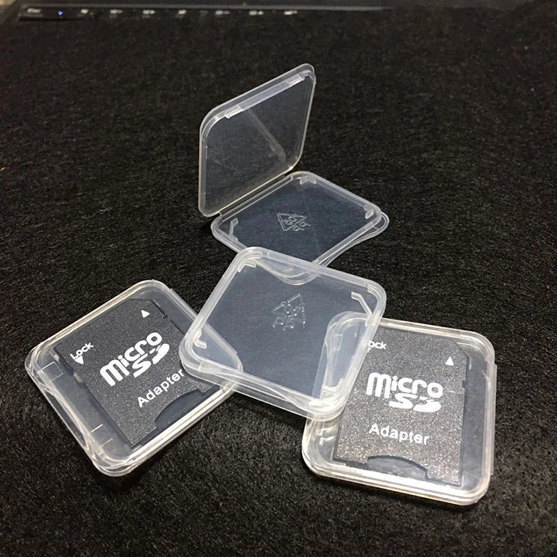 10pcs/lot Transparent SD Memory Card Case Holder Box Storage Boxes Memory Card Clear Plastic Case Holder Protector-animated-img