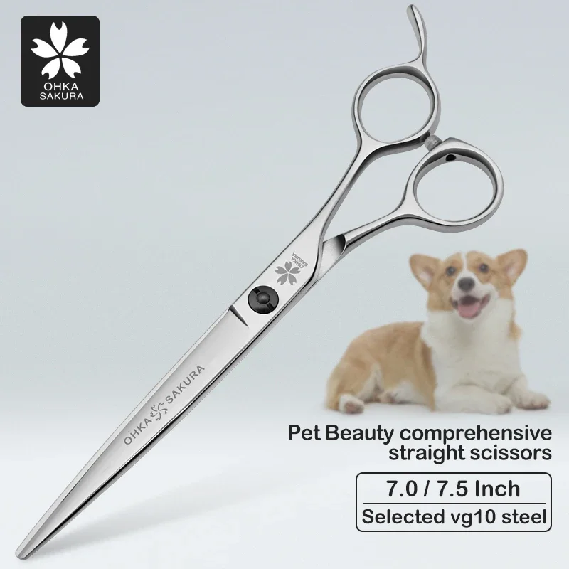 Sakura Pet Beauty Comprehensive Direct Shear Domestic Vg10 Pet Shop Professional Hairdressing Scissors 7.0 7.5 Inches-animated-img