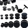 One Pair Black Stainless Steel Round Stud Earrings For Women Dumbbell Piercing Earrings Men Punk Fashion Jewelry 2-14mm