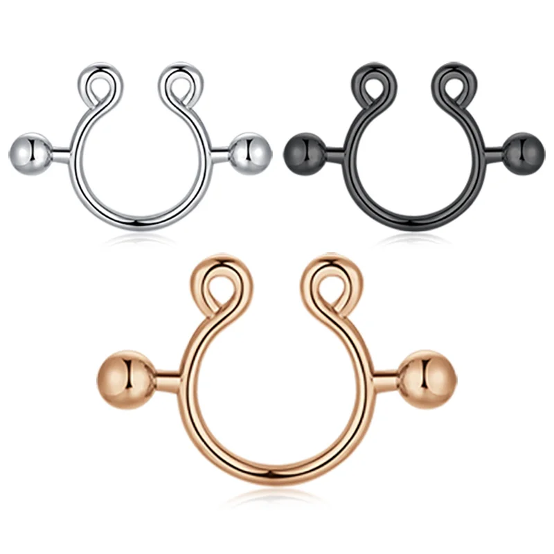 2 pcs and Comfortable 14G Stainless Steel Fake Nipple Rings  - Perfect for Enhancing Your Look and Adding a Touch of Sexiness-animated-img