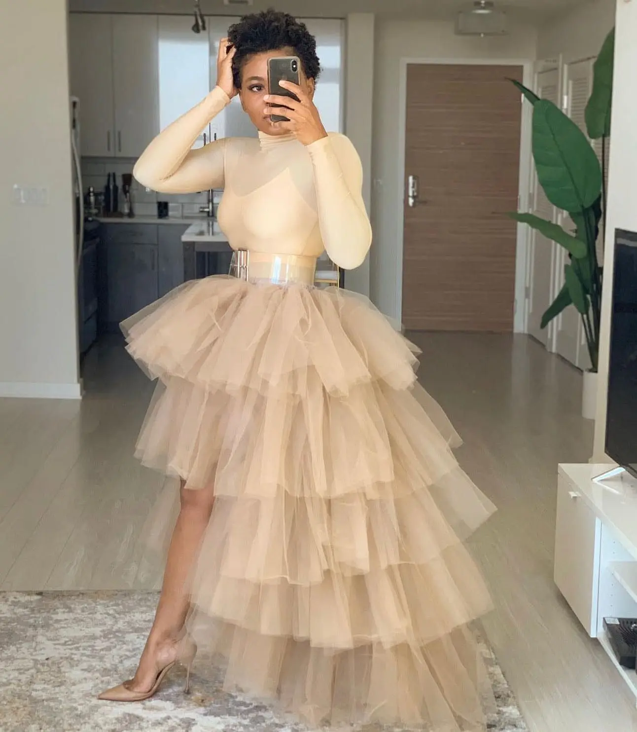 Women Tutu Skirts Adult Layered Mesh Tulle High Low Overlay Maxi Skirt Princess Wedding Evening Prom Skirts ROSE IN THE BOX-animated-img