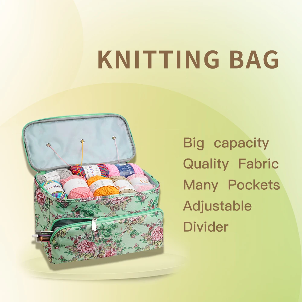 Yarn Storage Bag Organizer with Divider for Crocheting Knitting