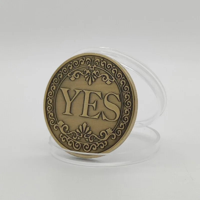 1PC Bronze Yes or No Commemorative Coin Souvenir Non-currency Coins Game Prop Challenge Coins Collection Decoration Crafts-animated-img