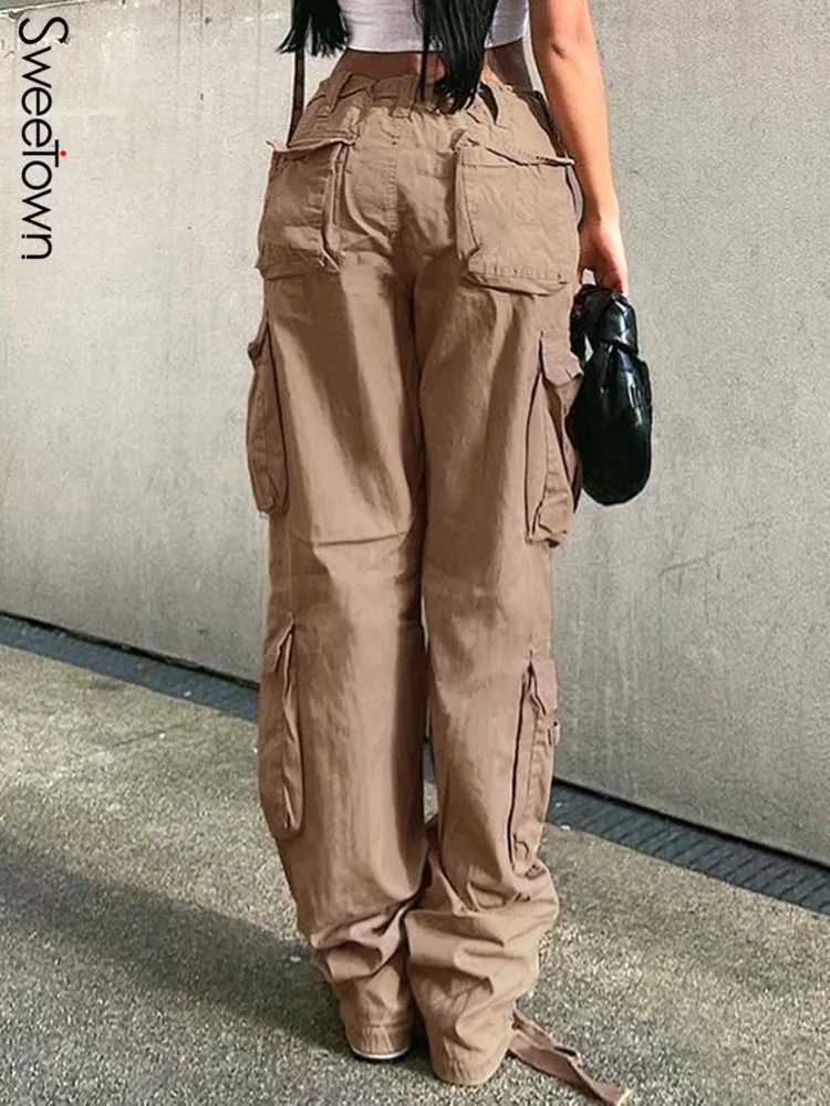 baggy khaki cargo pants women's