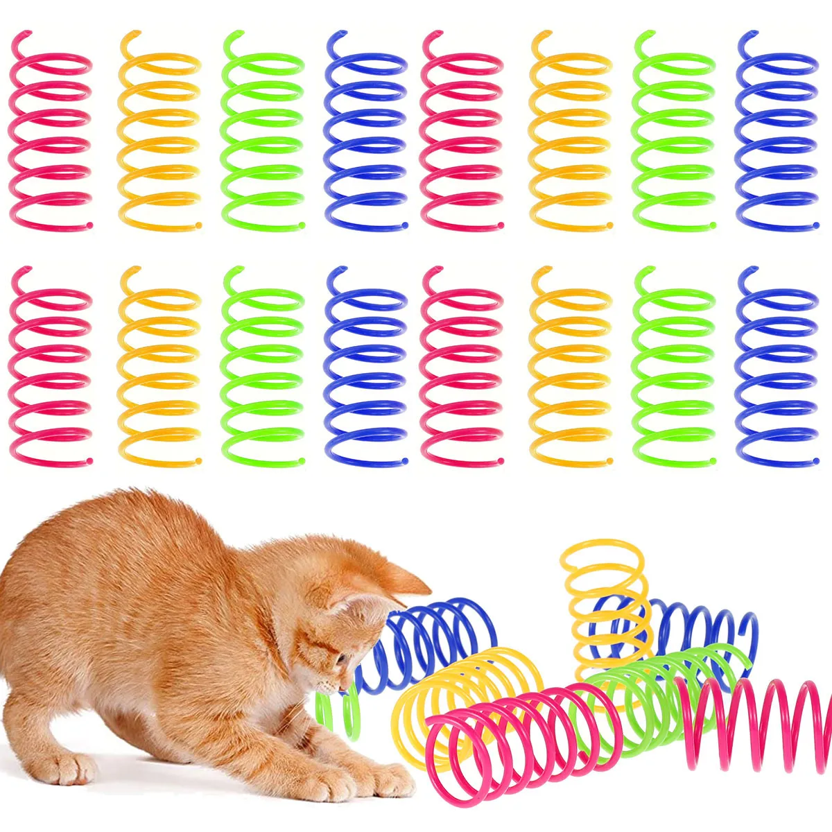 Kitten Cat Toys Wide Durable Heavy Gauge Cat Spring Toy Colorful Springs Cat Pet Toy Coil Spiral Springs16pcs-animated-img