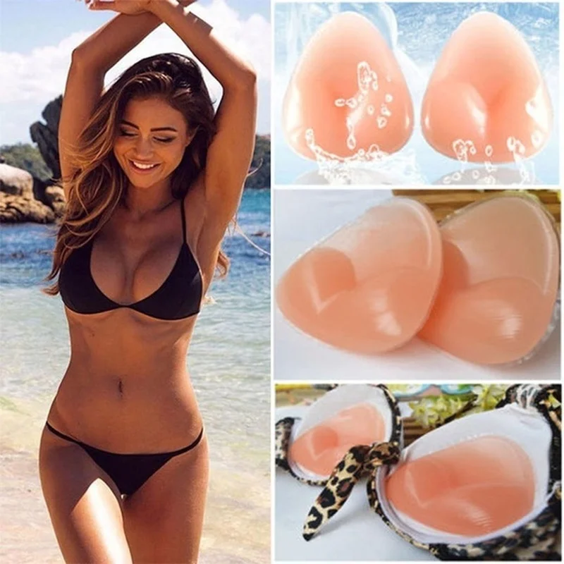 2Pcs Women's Breast Push Up Pad Silicone Bra Underwear Pad Nipple Cover Stickers Patch Bikini Insert Swimsuit Accessories 1Pair